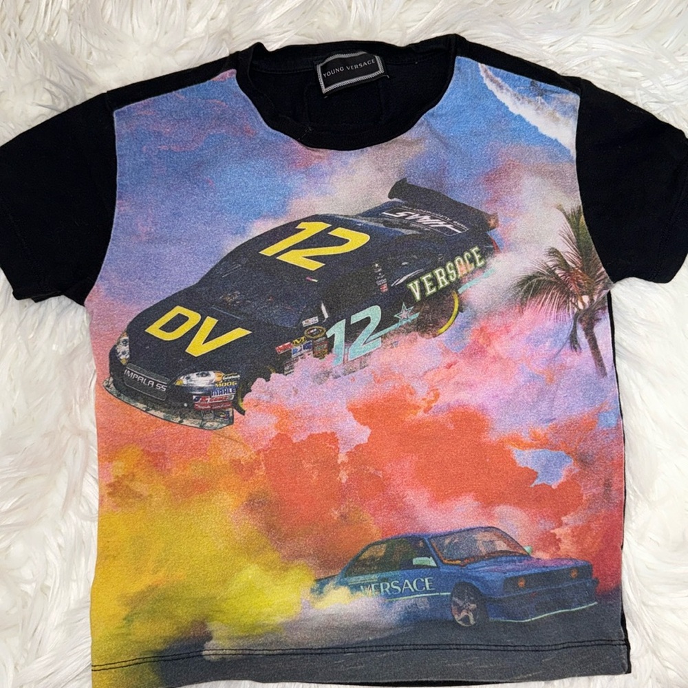 Versace Black Car print Cotton T-Shirt